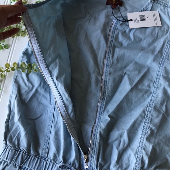 7 FAM romper blue chambray zip up stretch kids - Picture 5 of 8